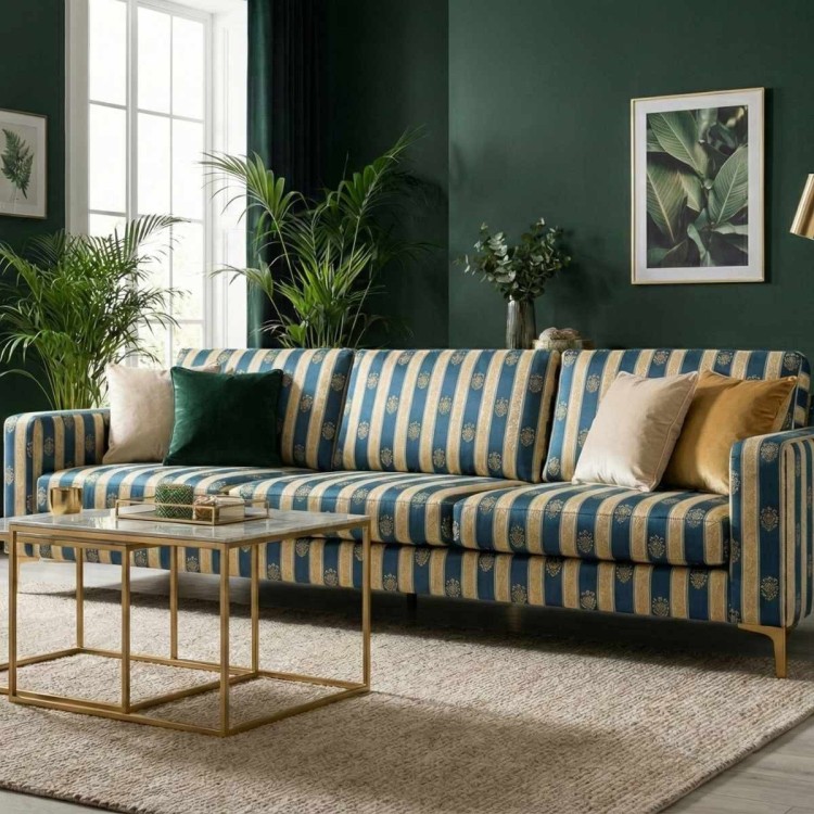 Tkanina tapicerska Vega niebieska na sofie