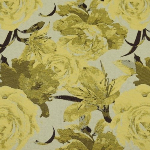 Laura złota tkanina żakardowa w złote angielskie kwiaty