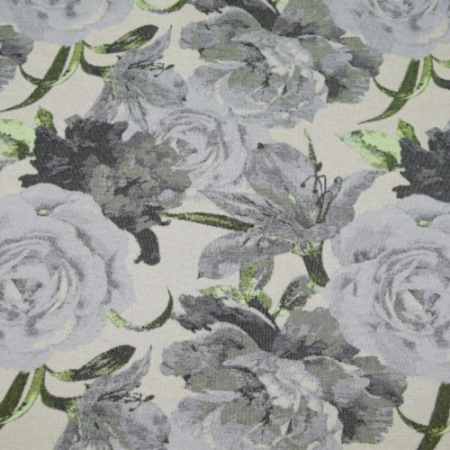 Laura popiel tkanina żakardowa w angielskie kwiaty
