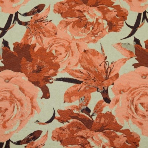 Laura orange tkanina żakardowa w duże angielskie kwiaty