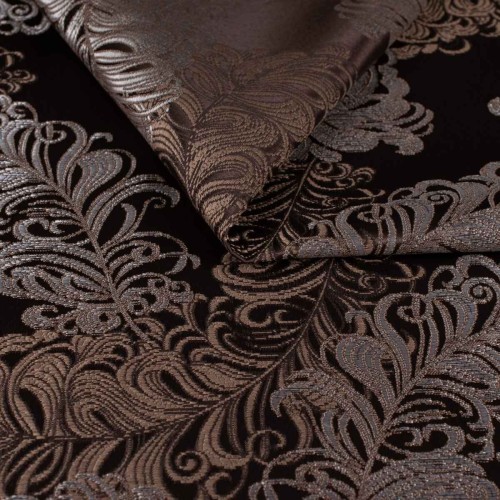 Brązowa tkanina tapicerska żakardowa Diva w barokowe wzory – Polskie Tkaniny.