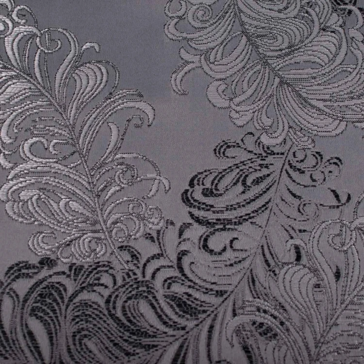 Grafitowa tkanina tapicerska żakardowa Diva z barokowym wzorem – Polskie Tkaniny