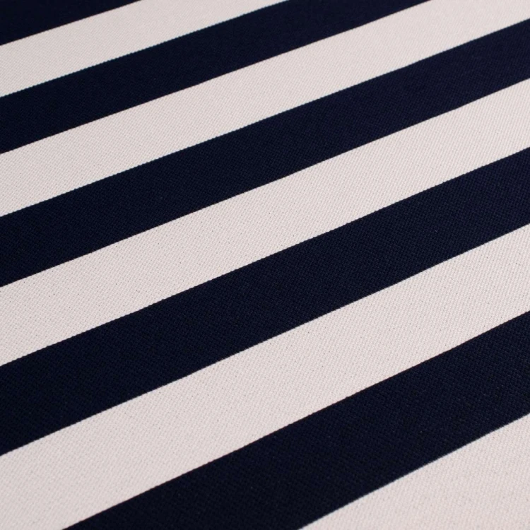 Granatowy materiał tapicerski w pasy Rokoko, wytrzymała tkanina na obicia foteli i kanap