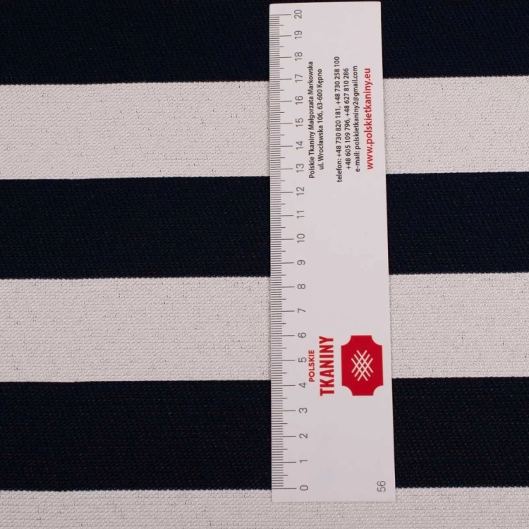 Granatowy materiał tapicerski w pasy Rokoko, wytrzymała tkanina na obicia foteli i kanap