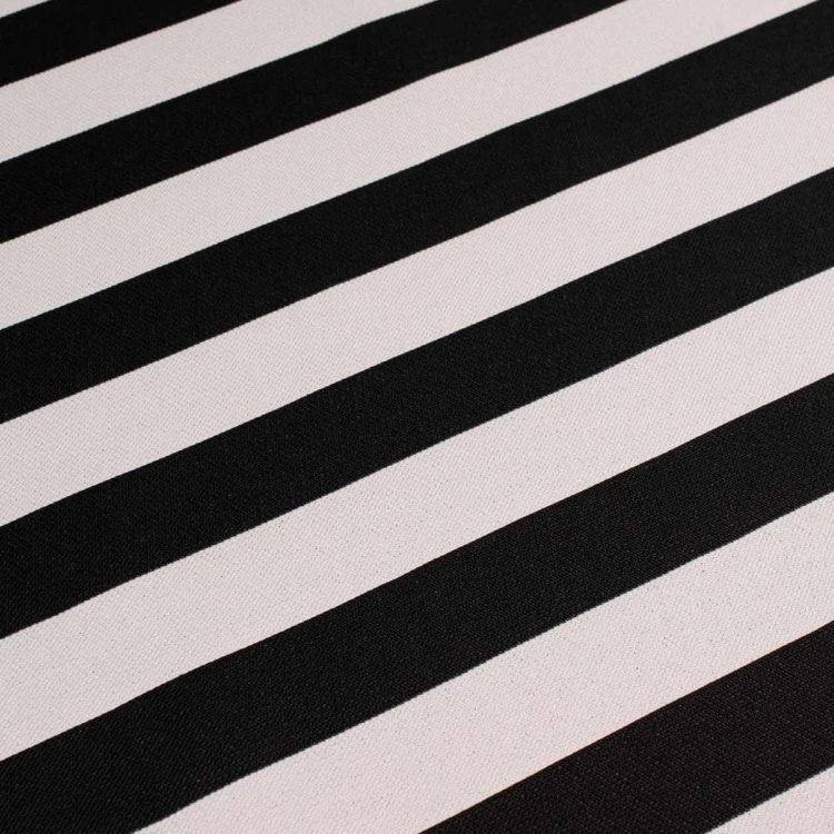 Czarno biały materiał tapicerski w pasy Rokoko, wytrzymała tkanina na obicia foteli i kanap