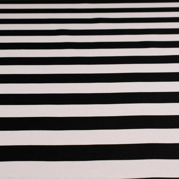 Czarno biały materiał tapicerski w pasy Rokoko, wytrzymała tkanina na obicia foteli i kanap