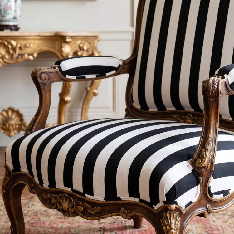 Rokoko czarno-białe fotel