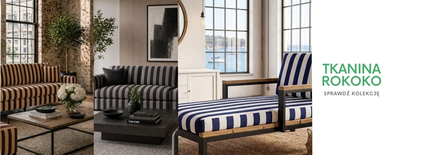 Tkanina Rokoko pasy na meblach