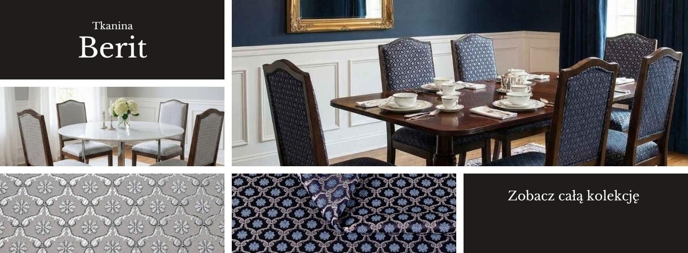 Baner przedstawia kolekcje Berit i aranżację na krzesłach